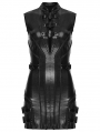Black Gothic Cyber Chinese Short Leather Dress