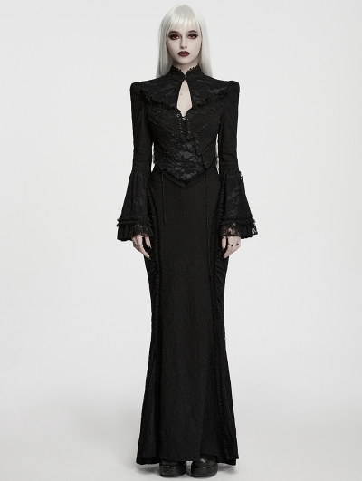 Black Gothic Dark Vintage Fishtail Maxi Dress