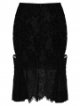 Black Gothic Vintage Lace Short Fishtail Skirt