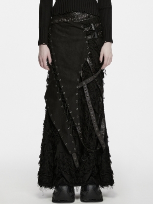 Black Gothic Punk Asymmetric Decadent Fishtail Skirt