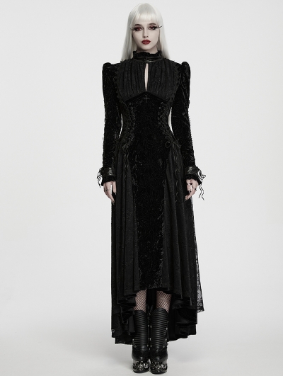 Black Gothic Victorian Vintage Long Velvet Dress