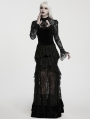 Black Gothic Layered Ruffles Lace Mermaid Maxi Skirt