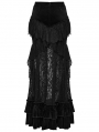 Black Gothic Layered Ruffles Lace Mermaid Maxi Skirt