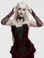Red Gothic Crystal Beaded Lace Gloves