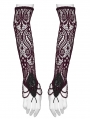 Red Gothic Crystal Beaded Lace Gloves