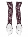 Red Gothic Crystal Beaded Lace Gloves