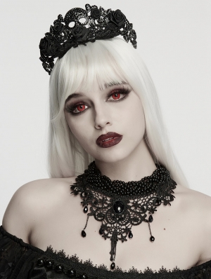 Black Crystal Glamorous Gothic Lace Choker
