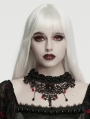 Black and Red Crystal Glamorous Gothic Lace Choker