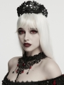 Black and Red Crystal Glamorous Gothic Lace Choker