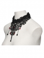 Black and Red Crystal Glamorous Gothic Lace Choker