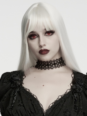 Black Gothic Vintage Cross Pattern Lace Choker