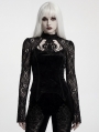 Black Gothic Gorgeous Embossed Velvet Shirt for Women