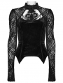 Black Gothic Gorgeous Embossed Velvet Shirt for Women