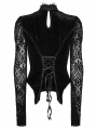 Black Gothic Gorgeous Embossed Velvet Shirt for Women