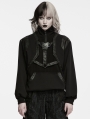 Black Gothic Punk Handsome Stand Collar Sweatshirt for Women