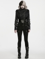 Black Gothic Punk Ribbed Functional Jacket for Women