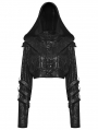 Black Gothic Punk Ribbed Functional Jacket for Women