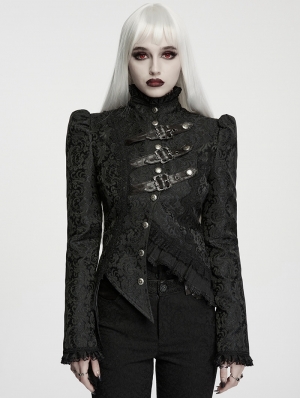 Black Gothic Gorgeous Asymmetric Layered Coat for Women