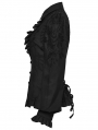 Black Gothic Embroidered Ruffled Shirt for Women