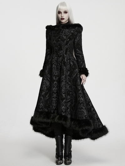 Black Gothic Elegant Vintage Stand Collar Jacket for Women