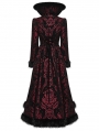 Red and Black Gothic Elegant Vintage Stand Collar Jacket for Women
