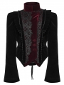 Black Gothic Dark Blood Lace Velvet Coat for Women