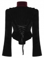 Black Gothic Dark Blood Lace Velvet Coat for Women