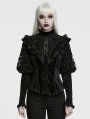 Black Gothic Lunar Eclipse Splicing Velvet Shirt for Women