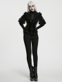 Black Gothic Lunar Eclipse Splicing Velvet Shirt for Women