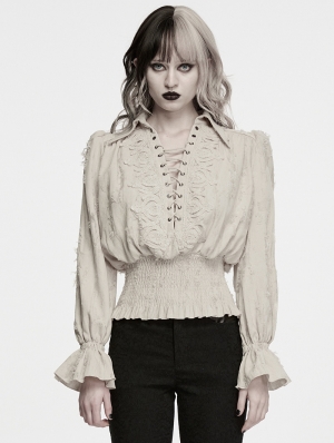 Decadent Gothic Cotton Linen Shirt for Women