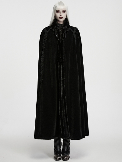 Black Gothic Dark Night Noble Velvet Cloak for Women