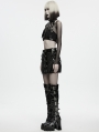 Black Gothic Functional Patent Leather Bodycon Skirt