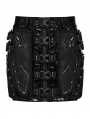 Black Gothic Functional Patent Leather Bodycon Skirt