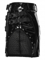 Black Gothic Functional Patent Leather Bodycon Skirt