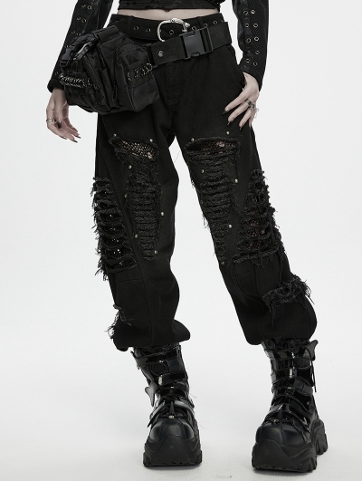 Black Gothic Punk Armory Convertible Waist Bag
