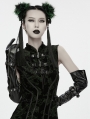 Black Gothic Cross Studded Zipper Long Arm Gloves