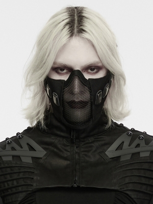 Black Gothic Post Apocalyptic Punk Rivet Mesh Face Mask
