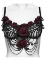 Black Gothic Bloody Rose Lace Chain Bralet