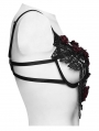 Black Gothic Bloody Rose Lace Chain Bralet