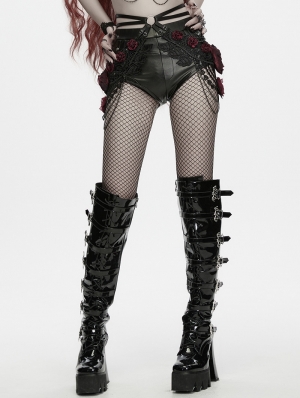 Black Gothic Bloody Rose Lace Hip Chains Harness