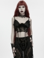 Black Gothic Vintage Angel Fluffy Feather Lace Up Bralet