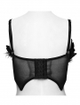 Black Gothic Vintage Angel Fluffy Feather Lace Up Bralet