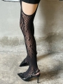 Black Gothic Diamond Pattern Cutout Fishnet Tights