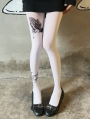 White and Black Gothic Praying Hand Print Tights