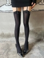 Black Gothic Spiked Garter Thigh High Stockings