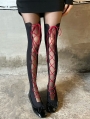 Black and Red Gothic Lace-Up Spliced Tights
