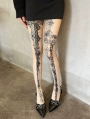 Nude Irregular Lace Patterned Gothic Tights