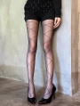Black Gothic Diamond Pattern Sheer Tights