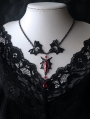 Black Gothic Bat Cross Coffin Blood Drop Necklace