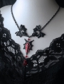 Black Gothic Bat Cross Coffin Blood Drop Necklace